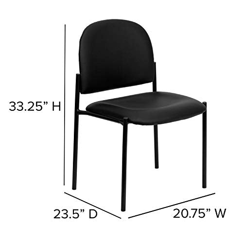 EMMA + OLIVER Black Vinyl Stackable Steel Side Reception Chair - color: Black Vinyl