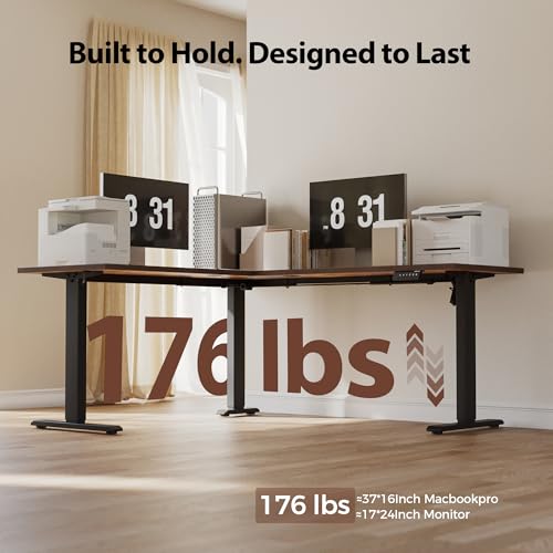 Agilestic L Shaped Standing Desk Adjustable Height, 63 Inch, Rustic Brown - color: Rustic Brown, size: 63 x 55 Inch