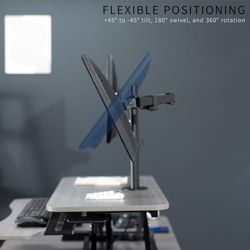 VIVO Gray 32 in Standing Desk Converter with Monitor Stand, DESK-V000K-M2G - color: Grey, size: 32"