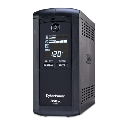 CyberPower CP850AVRLCD Intelligent LCD UPS Battery Backup | Surge Protector, 850VA/510W, 9 Outlets, AVR, Mini-Tower - size: 850VA