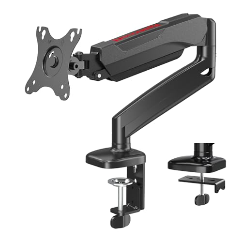 Redragon GMK914 Single Monitor Mount Stand - Gas Spring Adjustable Arms with VESA 75/100mm, 13-32 Inch Screen Compatibility, C Clamp & Grommet Base, Cable Management, 17.6lbs Load Capacity - size: Up to 32" Screens