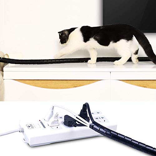 10FT Cable Management Sleeve Cord Bundler 0.8" Diameter w/Zip Clip Zipper Wire Wrap Cord Organizer Cable Tube Hider Flexible & Expandable Home & Office Wire Concealer for PC TV Computer Cinema - size: 0.8" Dia
