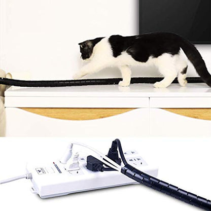 10FT Cable Management Sleeve EZ Cord Bundler 1" Diameter w/Zip Clip Zipper Wire Wrap Cord Organizer Cable Tube Hider Flexible & Expandable Home & Office Wire Concealer for PC TV Computer Cinema - size: 1" Dia