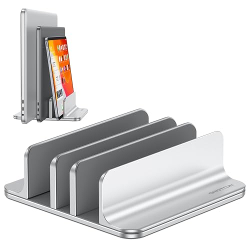 OMOTON 3-Slot Multiple Vertical Laptop Stand, Fits MacBook, Bright Silver - color: Three Slots-Bright Silver