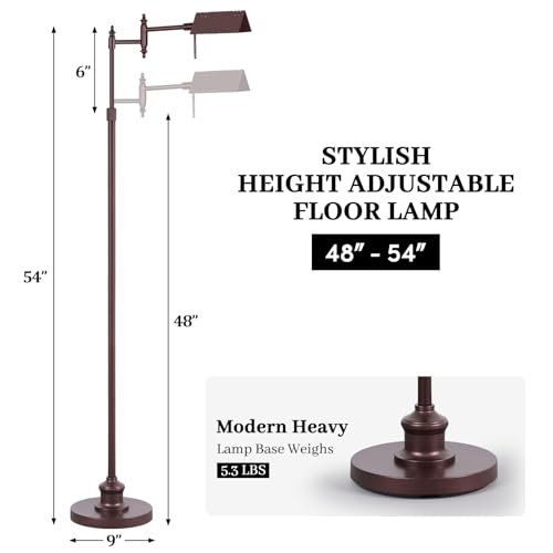 Bairth Oil-Rubbed Bronze Reading Floor Lamp,Dimmable Pharmacy Standing Lamp | 3 Color Temperature, Dimmable, 17W LED, Height Adjustable, 360°Swing Arm, for Living Room, Bedroom, Office, Craft & Sewing - color: Oil-Rubbed Bronze
