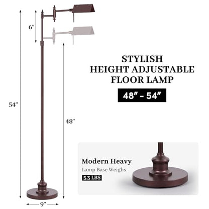 Bairth Oil-Rubbed Bronze Reading Floor Lamp,Dimmable Pharmacy Standing Lamp | 3 Color Temperature, Dimmable, 17W LED, Height Adjustable, 360°Swing Arm, for Living Room, Bedroom, Office, Craft & Sewing - color: Oil-Rubbed Bronze