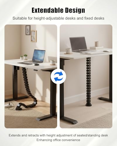 Under Desk Vertebrae Cable Management Spine Fit for Sit Stand Desk | Chain Raceway Cable Management, Magnetic Flexible Wire Spine Adjustable Length, Magnetic Wire Organizer for Standing Desk