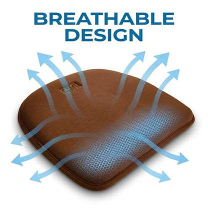 Big Hippo Chair Pads, Memory Foam Chair Seat Cushion Non Slip Rubber Back Thicken Chair Padding with Elastic Bands for Home Office Outdoor Seats (Brown-1pc) - color: Brown