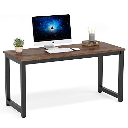 Tribesigns Computer Desk, 55 inch Large Office Desk Computer Table Study Writing Desk Workstation for Home Office, Rustic Brown - color: Rustic Brown, size: 55*23.6 inch