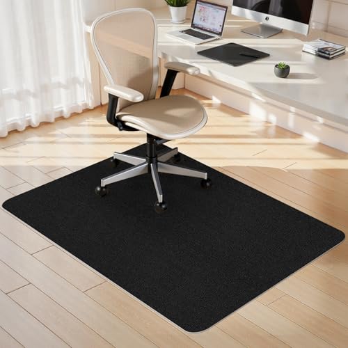Sycoodeal Office Chair Mat for Hardwood Floor,Slip Resistant Floor Mat for Office Computer Gaming Chair,Heavy Duty Floor Protector for Rolling Chairs,Easy to Clean,Black(36"x55") - color: Black, size: 36*55"