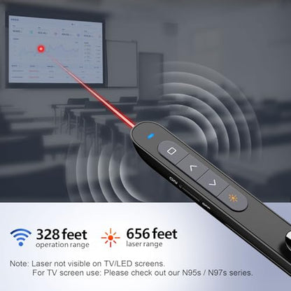 Norwii N76 Rechargeable Presentation clicker for PowerPoint Presentations - color: Red - Rechg. - USB-A