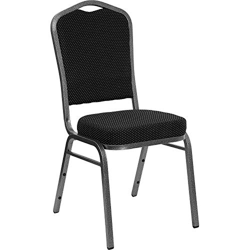 Flash Furniture Hercules Fabric Crown Back Stackable Banquet Chair, Silver | Silver Vein Frame, Fabric Upholstery - color: Black Dot Patterned Fabric/Silver Vein Frame, size: Set of 1