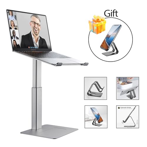 Laptop Stand for Desk, Ergonomic Sitting and Standing Laptop Riser for Notebook MacBook 11-17 Inches，DJ Laptop Stand Adjustable Height from 7-15 Inches Aluminum(Silver) - color: Silver