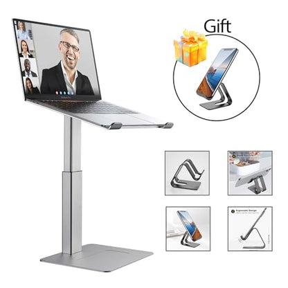Laptop Stand for Desk, Ergonomic Sitting and Standing Laptop Riser for Notebook MacBook 11-17 Inches，DJ Laptop Stand Adjustable Height from 7-15 Inches Aluminum(Silver) - color: Silver