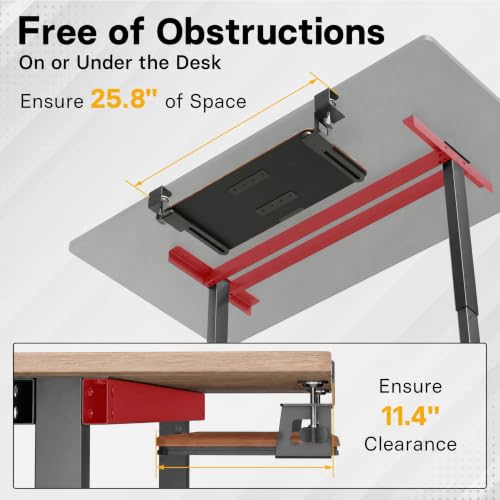 BONTEC KMT01 Under Desk Keyboard Tray, Pull-Out Keyboard & Mouse Platform with C-Clamp, 25.6 x 11.8 in Space-Saving Ergonomic Slide-Out Drawer, Walnut - color: Walnut, size: 25.6" x 11.8"