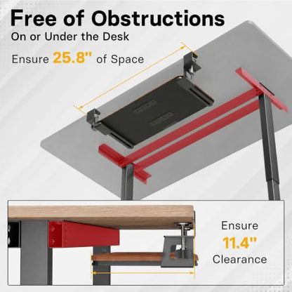 BONTEC KMT01 Under Desk Keyboard Tray, Pull-Out Keyboard & Mouse Platform with C-Clamp, 25.6 x 11.8 in Space-Saving Ergonomic Slide-Out Drawer, Walnut - color: Walnut, size: 25.6" x 11.8"