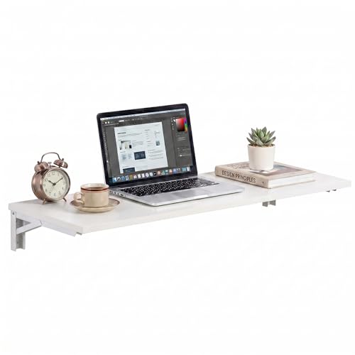 Need 47x20IN Wall Mounted Folding Table for Office Laundry White - color: White Desktop & White Folding Shelf Brackets, size: L47.2" * W20"