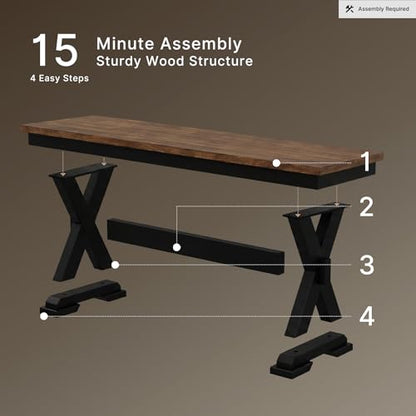 Signature Design by Ashley 1-Piece Wood Dining Bench, 48" 2-Tone Farmhouse - style: Dining Bench
