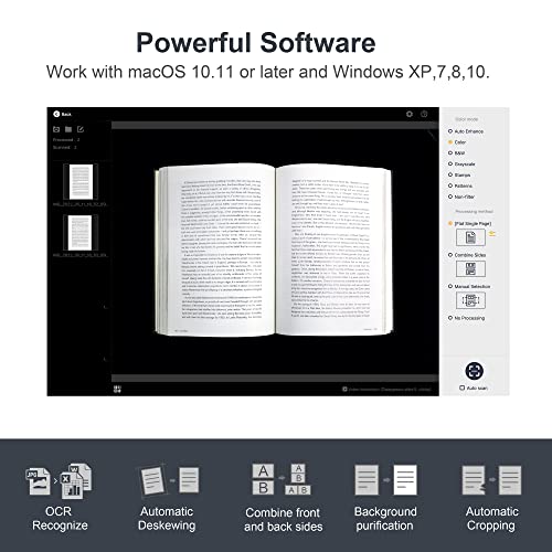 CZUR ET18 Pro Professional Document Scanner, 18MP HD Document Camera | 2nd Gen Auto-Flatten&Deskew Tech, Capture A3, 186 Languages OCR, Convert to PDF/Searchable PDF/Word/Excel, for Windows&macOS - size: ET18 Pro