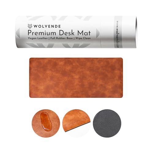 Premium Distressed Faux Vegan Leather Desk Mat | Multifunctional Desk Pad for Home Office | (Brown/Tan, 12" x 27.5") | Hard-wearing distressed vegan leather, desk & mouse pad for writing, gaming, home office and everyday desk protection - color: Brown/Tan