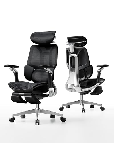 Hbada E3 Pro 2026 Edition Ergonomic Office Chair, Mesh Desk Chair with 3-Zone Floating Lumbar Support, Upgraded 4D Headrest, 720° Armrests, Black with Footrest - color: Black