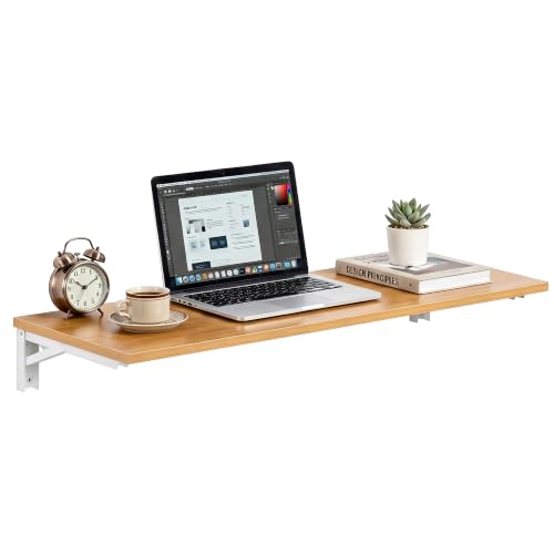 Need 47x20IN Wall Mounted Folding Table for Office Laundry Teak - color: Teak Color Desktop & Warm White Folding Brackets, size: L47.2" * W20"