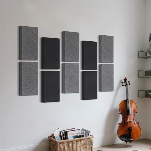 4 Pack Acoustic Panel 23.6"x11.8" Soundproof Fiberglass Panel,Charcoal Grey - color: Charcoal Grey, size: 23.6" x 11.8"-4pcs