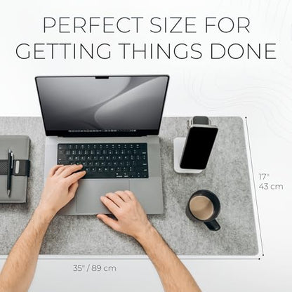 Nordik Felt Desk Mat - Large Felt Desk Pad - Marle 35 x 17 inches | Premium Desk Matt for Desktop, Full Desk Keyboard Mouse Pad, High Quality Felt and Non-Slip Rubber Liner for Home and Office - color: Marle