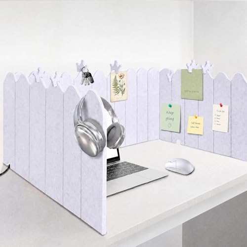 86.5 x 16'' Foldable Felt Desk Divider with 25 Thumbtacks & 8 Clips, Acoustic Desk Partition Privacy Panel, Versatile Cubicle Shield Hanging Note Item, for Office Home(Wavy) - style: Wavy