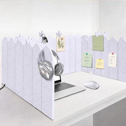 86.5 x 16'' Foldable Felt Desk Divider with 25 Thumbtacks & 8 Clips, Acoustic Desk Partition Privacy Panel, Versatile Cubicle Shield Hanging Note Item, for Office Home(Wavy) - style: Wavy
