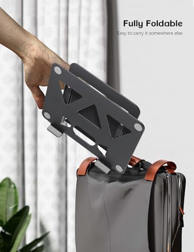Aoviho Adjustable Laptop Stand for Desk, Portable Laptop Stand Holder and Riser, Foldable Aluminum Notebook Computer Stand for MacBook Air Pro HP Lenovo Dell Samsung Chromebook, 10-15.6 inch, Black - color: Black