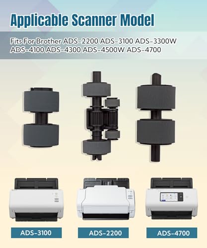 Scanner Roller Replacement Kit Fits for Brother ADS-2200 ADS-3100 | Fits for ADS-3300W ADS-4100 ADS-4300 ADS-4500W ADS-4700,Paper Pickup Roller Kit