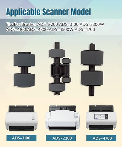 Scanner Roller Replacement Kit Fits for Brother ADS-2200 ADS-3100 | Fits for ADS-3300W ADS-4100 ADS-4300 ADS-4500W ADS-4700,Paper Pickup Roller Kit