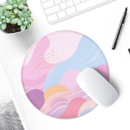 ITNRSIIET Round Mouse Pad with Stitched Edge Premium-Textured Waterproof Non-Slip Rubber Base Desktop Protection Mat Diameter 8.7 inches, Art Style Pattern - color: A02-Art Style Pattern