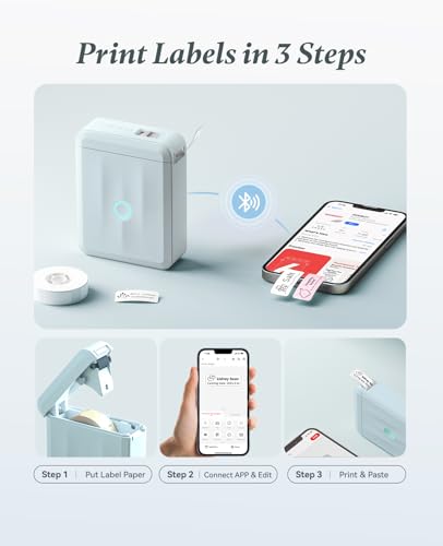 NIIMBOT D110 Upgrade Mini Label Maker, Bluetooth Thermal Printer for Daily - color: Blue, style: Label Machine with 1 Label Tape