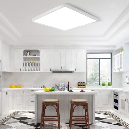 LED Flush Mount Ceiling Light Fixture, 4000K Neutral White, 12inch 24W, 3200LM, Slim Flat Panel Lighting Fixture, Square Modern Ceiling Lamp for Bedroom, Kitchen, Living Room, Closet, Stairwell - color: Neutral White, size: Square-White