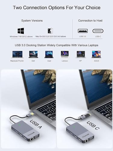 USB 3.0 Laptop Docking Station Triple Display 2 HDMI VGA Dual Monitor Hub - color: Classic Gray
