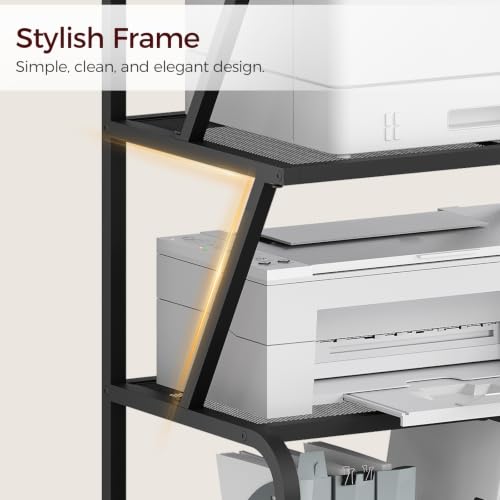 MAHANCRIS Mobile Printer Stand, Large Printer Table, 4-Tier Printer Cart