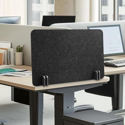 Acoustic Desk Divider Stand Up Privacy Partition Soundproof Felt Screen Lightweight Design Suitable for, Rectangle Black - color: Rectangle Black