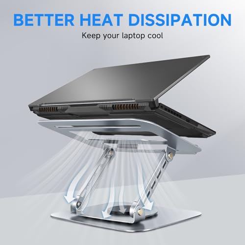 Leeboom 360° Rotating Laptop Stand, Aluminum Riser with Ergonomic Design - color: light silver