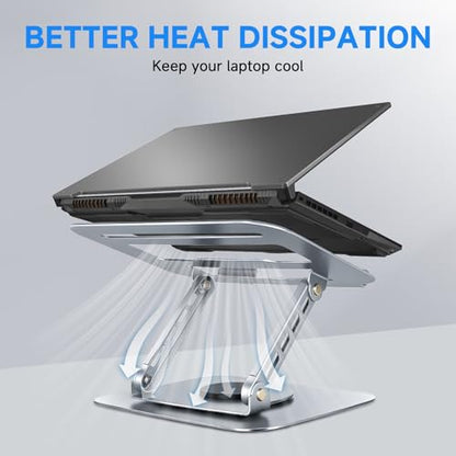 Leeboom 360° Rotating Laptop Stand, Aluminum Riser with Ergonomic Design - color: light silver
