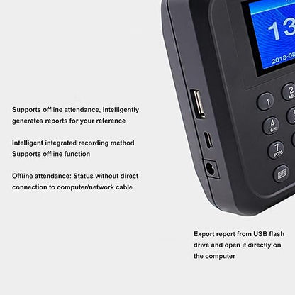 LiebeWH Biometric Fingerprint Time Clock Attendance Machine System with Voice Reminder Multilingual LCD Screen for Employee Small Business(US Plug 100‑240V)