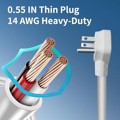 Gaston Surge Protector Power Strip - 10 Ft Plug Extension Cord, 4 Widely Outlets, 3 USB Ports(1 USB C), 2 Side Outlet Extender for Home Office, White, ETL