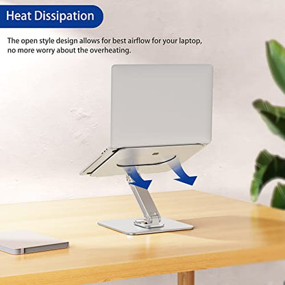 BESIGN LSX7 Laptop Stand with 360 Rotating Base, Ergonomic Adjustable Notebook Riser, Foldable Computer Holder Compatible with 10-15.6" Laptops (Silver) - color: Silver