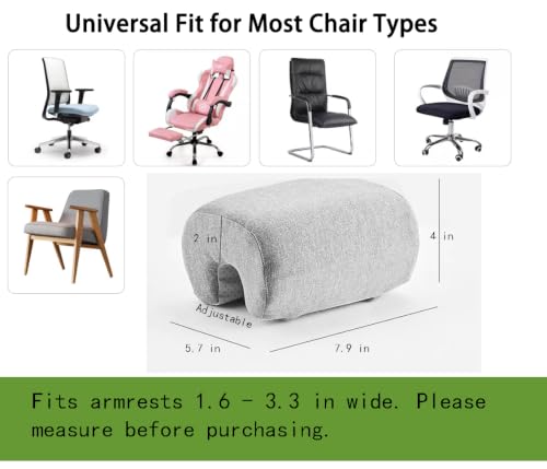Armrest Cushion for Office Chairs - Soft Elbow Support Pad with Non-Slip Bottom, Fits Most Chairs 2-Piece (Gray) - color: Gray