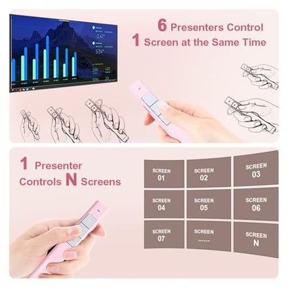 Wireless Presentation Clicker, PowerPoint Clicker with Laser Pointer | Presentation Remote for PowerPoint Presentations, Plug & Play USB Slide Advancer, Compatible with Mac/Windows/Linux/Android - color: Pink