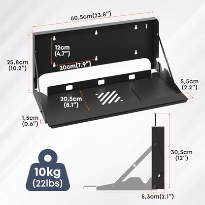 24 Inch Flip Down Keyboard Tray Wall Mount, Fold Down Typing Platform