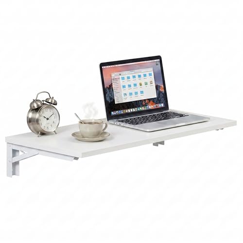 Need 36x20IN Wall Mounted Folding Table for Office Laundry White - color: White Desktop & White Folding Shelf Brackets, size: L36" * W20"
