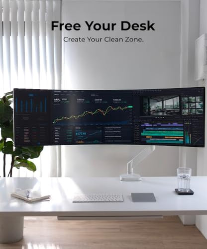 Modernsolid Heavy Duty Monitor Arm for 34-49 Inch Ultrawide Curved Screens - color: White