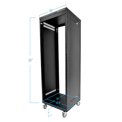 AxcessAbles 30U 19-Inch Rolling Network Server Rack 550LB Capacity. 18-Inch Depth Heavy Duty Open Frame AV Rack with Removable Side Panels. Includes 5mm and 6mm Screws - color: 30U